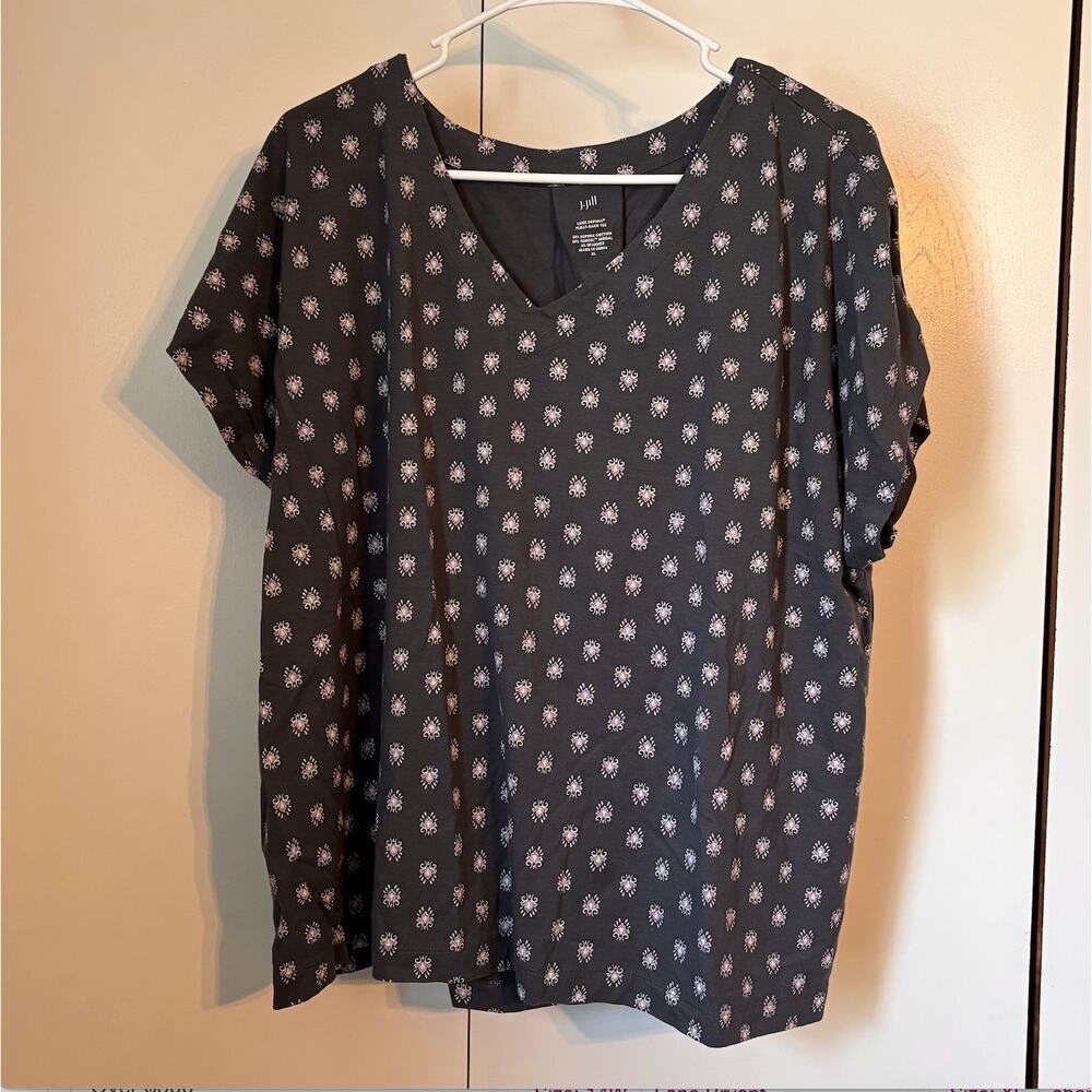 J Jill Luxe Supima Pleat-back tee Gray Lavender size XL